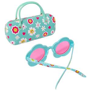 Lot de lunettes de soleil pour enfants avec étui, verres polarisés, motif floral, pour les 8 ans et plus - Product Image 1