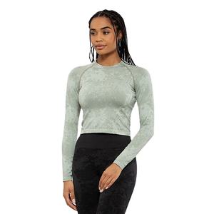 Camiseta Deportiva de Manga Larga para Mujer, con Logotipo Personalizado, Estilo Moderno, Lavado Ácido, Material Elástico, para Gimnasio, Verano - Product Image 1