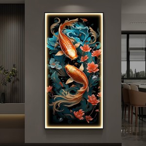 2025 NEW Modern Luxury Living Room Home Decor Nordic Animal LUCK Koi Fish <strong>Canvas</strong> Painting <strong>Digital</strong> Led <strong>Light</strong> Decorative Wall Art - Product Image 6