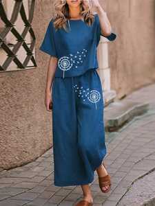 Nouvelle collection : Ensemble coordonné deux pièces pour femme, haut et pantalon, à motifs floraux discrets, manches mi-longues, vente en gros Inde - Product Image 4