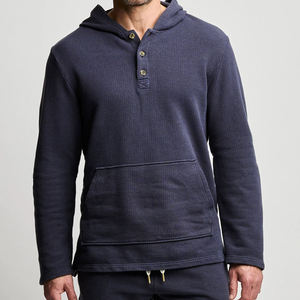 Sudadera con Capucha para Hombre, Estilo Waffle, Mezcla de Poliéster/Algodón, Invierno, Lisa, Teñida, Sudadera con Capucha, Ropa Urbana - Product Image 3
