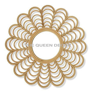 Personalización de fábrica Vintage Aluminio Metal Forma redonda única Acabado en oro Espejo de pared decorativo Elegante - Product Image 1