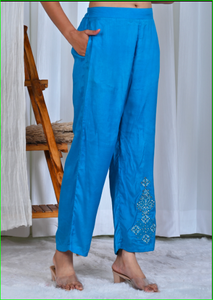 ชุดเซ็ต Saaj Sheesh Mahal Muh Chanderi สีน้ำเงิน - Product Image 4