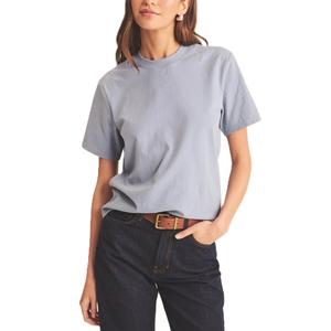 Camiseta informal de algodón con cuello redondo para mujer, Camisetas básicas sencillas de moda de talla grande para mujer, transpirable para verano, Color sólido teñido liso - Product Image 1