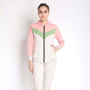 Conjunto de chándal de bloque de color personalizado para mujer al por mayor, sudadera con cremallera y pantalones para correr, ropa deportiva de invierno a la moda para gimnasio y yoga, ropa informal - Product Image 6