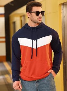 Sweat à capuche à manches longues Color Block pour homme-Sweat-shirt élégant avec poche kangourou, idéal pour une tenue décontractée et un confort toute la journée - Product Image 6