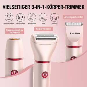 Tondeuse électrique rechargeable 3-en-1 pour femmes, utilisation humide/sèche, pour les poils du bikini et du pubis, épilateur facial avec technologie étanche IPX7 - Product Image 6