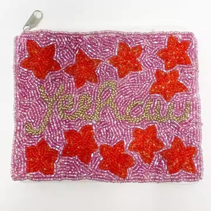 Pochette à monnaie brodée à la main de perles de rocaille avec design de chien Pochettes à monnaie perlées avec nom personnalisé avec broderie colorée - Product Image 5
