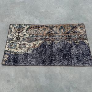 พรมวินเทจตุรกีขนาด 1.7x3.2 ฟุต พรมขนาดเล็ก พรมขนสัตว์สีน้ำเงินน้ำตาลสไตล์ตะวันตกเฉียงใต้ - Product Image 3