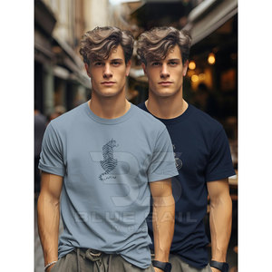 Camiseta de Cuello Redondo para Hombre, Estampada, Informal, con Tela Suave al Tacto, para un Look Urbano Moderno, Camiseta de Cuello Redondo para Hombre a la Moda - Product Image 2