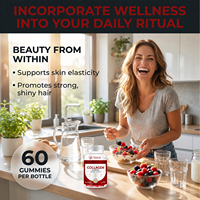 Gummies de collagène Tiora OEM avec biotine, vitamines C et E pour les cheveux, la peau et les ongles, complément éclaircissant pour la peau, marque privée