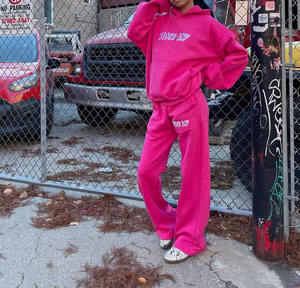 2025 alta calidad lavado ácido logotipo personalizado 100% algodón Jogger traje chándal para hombre con hombros caídos tipo inferior pantalones de chándal - Product Image 4