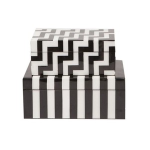 Boîtes décoratives indiennes en bois et résine Rentangel Stripe Boxes Home Decore Box Best Indian Decor and Indian Accents - Product Image 4