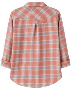 Camisa Oversize a Cuadros para Mujer, Gris Melocotón, Manga Larga, Casual, de Franela, Tipo Túnica, Suave, para Invierno, Venta al por Mayor - Product Image 2