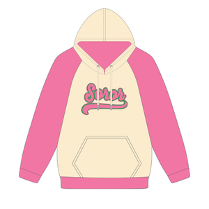 Sweat à capuche à manches raglan en ivoire Sororité grecque Sweat à capuche décontracté élégant pour femmes rose et vert Vêtements de sororité universitaire - Product Image 5