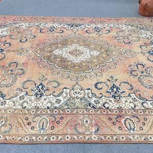 Tapis turc surdimensionné 9,6x12,2 pi (292x372 cm), tapis en laine rayé brun vintage - Product Image 2