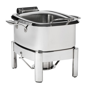 Ensemble de réchauds électriques pour buffet de fondue carrée en acier inoxydable rose doré, avec couvercle hydraulique, pour restaurant - Product Image 2
