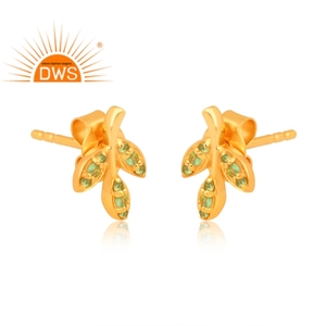 ต่างหูเม็ดเดี่ยวลายดอกไม้ประดับอัญมณีสีทอง18K ดีไซน์ล่าสุด - Product Image 2