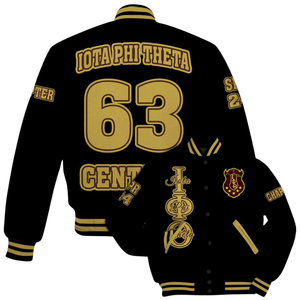 Iota Phi Theta 1963 Premium Varsity Jacket Letterman Brown Gold Greek Life Fraternity Apparel Classic College Wear - Product Image 6