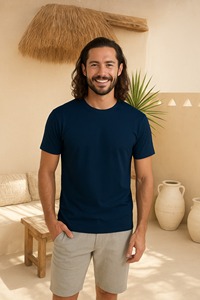 T-shirt unisexe décontracté Ultifresh 100% coton tissé anti-taches sérigraphié brodé logo personnalisé uni dos col rond - Product Image 4
