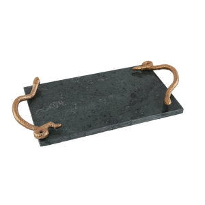 Plateau de service en marbre vert au look moderne, nouveaux plateaux de maison et de Table de haute qualité, nouveau look, plateau de service en marbre avec poignée - Product Image 6