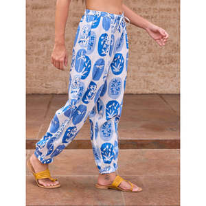 Pantalon ample et respirant pour femme, taille élastique, coupe mi-haute, effet froissé, 3XL - Product Image 1
