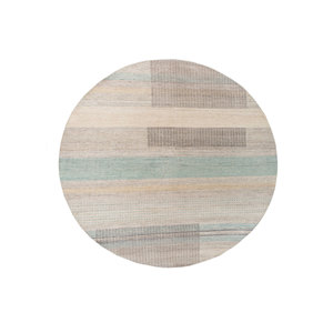 Tapis en laine afghane noué à la main Blythe Blue, design rectangulaire rayé bohème en patchwork pour usage domestique - LSEA-1197 Tapis de chambre - Product Image 1