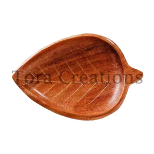 Plateau en forme de feuille de bois de neem écologique personnalisé haute qualité d'exportation nouveau design commande minimum 100 pièces - Product Image 1