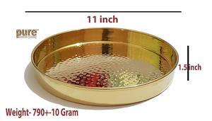 Gran oferta de bandeja de servicio de latón con asas de agarre fino y diseño de plato hondo para uso de alimentos y decoración disponible a granel - Product Image 3