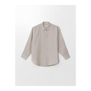 Camicia da donna in lino Oversize a manica lunga semplice - Product Image 1