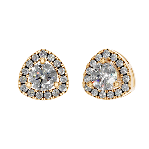 Trillion en forme de diamant Solitaire Halo boucles d'oreilles 14k solide or blanc sur mesure bijoux fins pour les femmes pour les mariages cadeau - Product Image 3