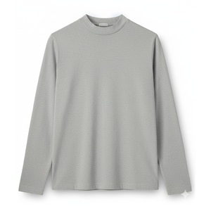 T-shirt à manches longues à col montant basique pour homme OEM, tissu en coton durable, impression personnalisée, vente en gros directe d'usine, t-shirt surdimensionné - Product Image 1