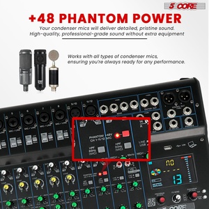 5 Core Audio Mixer 16 Channel DJ Soundboard <b>USB</b> Interface <b>Bluetooth</b> Mixing Console w 24 SPX Effect - Product Image 5