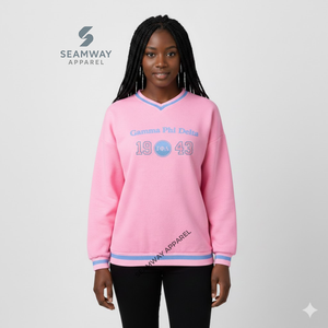 Sudadera de la Hermandad Gamma Phi Gelta, Sudadera Informal de Algodón para Mujer, Cuello Redondo, Estilo Universitario, Bordada, Talla Grande - Product Image 4