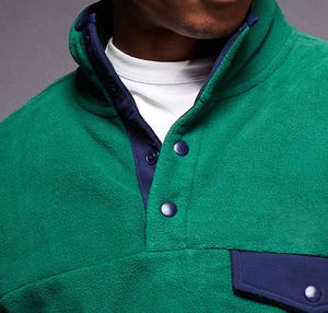 Sudaderas de lana Polar térmicas de algodón 100% personalizadas, sudaderas con capucha con botones lisos sólidos y cuello levantado de ajuste regular para hombres - Product Image 4