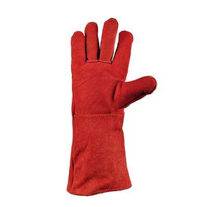 Gants de sécurité de travail en cuir longs rouges de 14 pouces gants en cuir de soudage hommes gant de travail de soudage Anti-feu - Product Image 4
