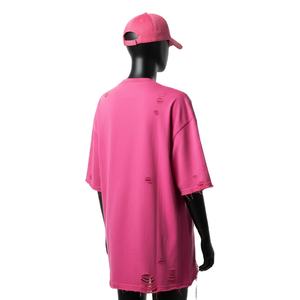 Camiseta Oversize para Mujer, Algodón Premium Jersey 220GSM, Rosa Suave, Estilo Urbano, Acabado Desgastado, Impresión de Logotipo Personalizado - Product Image 4