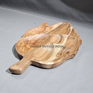 Plateau en bois fait main en forme de feuille, vente en gros |   Plateau de service et de décoration en bois naturel |   Fabricant OEM Inde - Product Image 2