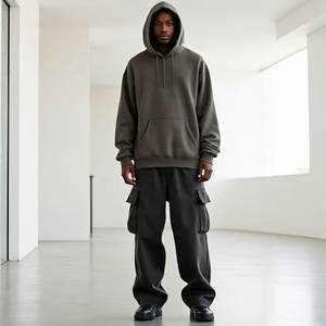 ชุดวอร์มสองชิ้นสำหรับผู้ชายชุดวอร์มทรงโอเวอร์ไซส์พร้อมกางเกงขากว้างชุดกางเกงขากว้างแบบออกแบบได้ตามต้องการ - Product Image 5