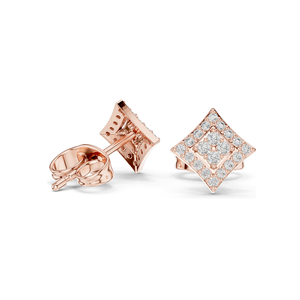 0.192 CT Lab Diamond <b>Stud</b> <b>Earrings</b> Princess Cut Look VVS-VS EF Clarity 18KT, 14KT, 10KT Gold & 925 Silver Rose, Yellow, - Product Image 6