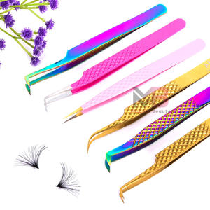 Agarre de diamante recubierto de Color negro mate punta Lisa puntas doradas pinzas de extensión de pestañas antimagnéticas de 10mm de longitud japonesas - Product Image 3