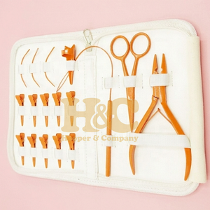 High Demand Hair Extension <b>Tools</b> <b>Kit</b> Orange Plier Scissors Needles Pouch <b>Mini</b> Hair <b>Tool</b> <b>Kit</b> Stainless Steel Tape Clip Loop logo - Product Image 4