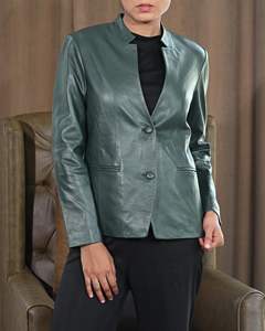 Chaqueta de Cuero para Mujer con Cierre Frontal, Manga Larga, Transpirable, Tinte Liso, Ecológica, Ropa de Abrigo de Invierno para Estilo de Oficina - Product Image 6