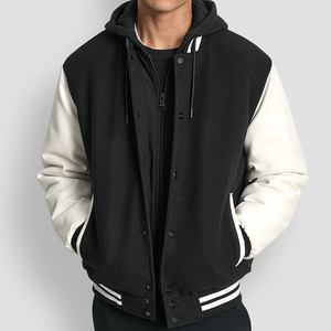 Veste universitaire d'hiver à col montant en streetwear pour hommes, logo personnalisé brodé, manches longues, légère, devant - Product Image 4