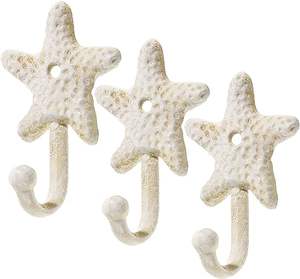 Hot Look Top Quality <b>Metal</b> White Star Fish Shape Decorative Mounted Wall Hook Designs Custom <b>Metal</b> Wall Hooks in Wholesale Price - Product Image 1