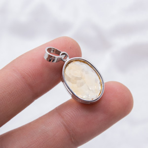 Nouveauté ovale à facettes doré Citrine pierre précieuse 925 solide en argent Sterling fait à la main femmes pendentif bijoux pour la vente en gros - Product Image 3