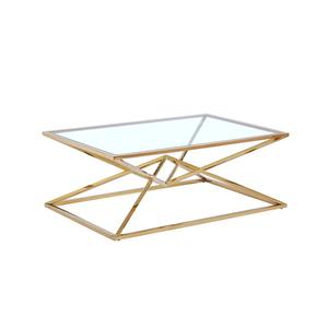 เฟอร์นิเจอร์ห้องนั่งเล่นที่เป็นมิตรกับสิ่งแวดล้อมแบบโมเดิร์น โต๊ะกาแฟขาไขว้แบบขยายได้ พร้อมกระจกเงาสีเงิน - Product Image 1