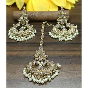 Polki Mehandi <b>Ruby</b> Bridal Earrings with 24K Gold Plate-Luxury Wedding Jewelry Set - Product Image 6