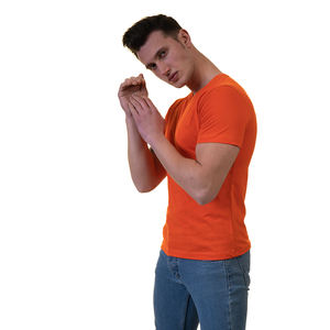 Camiseta de Manga Corta para Hombre, Modelo 8D 2025, Estilo Vintage, Cuello Redondo, Elástica, Corte Regular, Bordada, Color Sólido, 180g, Ecológica - Product Image 5