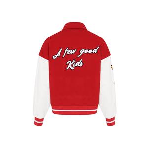 Veste de sport d'hiver surdimensionnée pour l'école, veste de baseball unisexe avec broderies, patchs en coton, polaire, lettre rouge, veste universitaire - Product Image 4